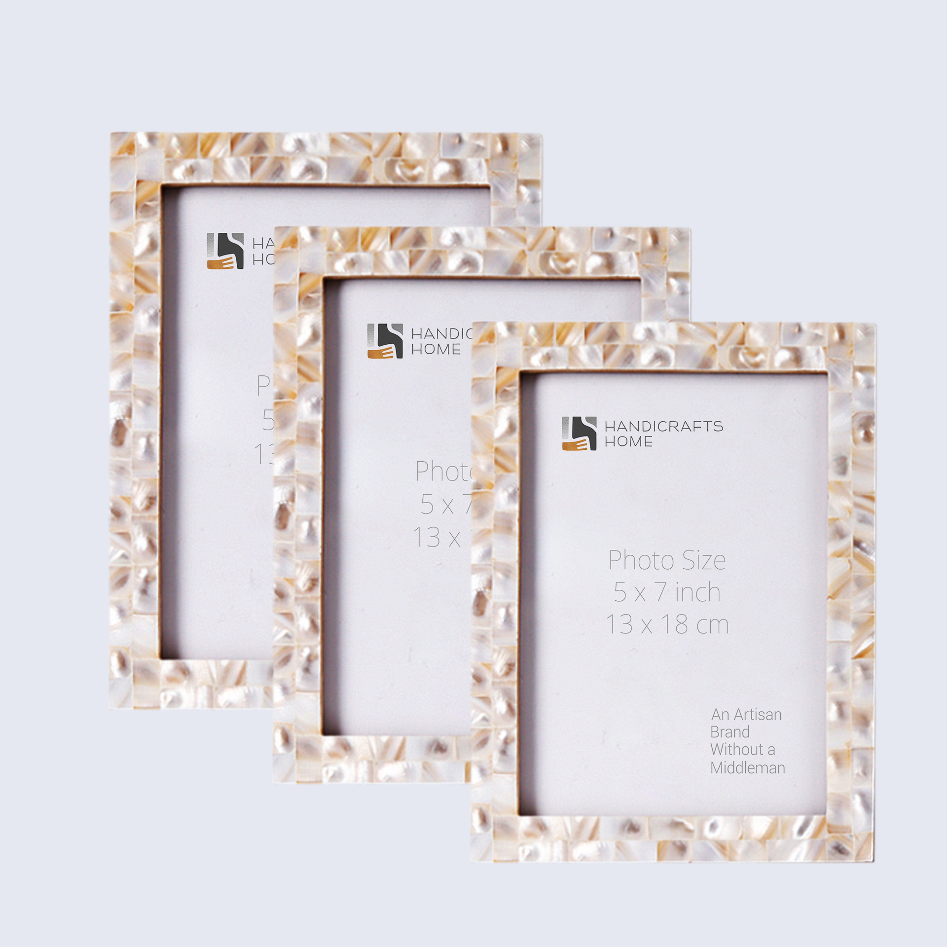 Picture Frames Mother of Pearl Collection in 5x7 - Set of 3, White
