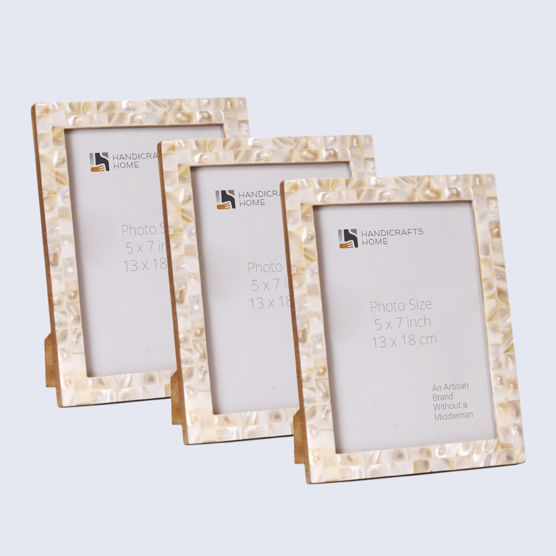 Picture Frames Mother of Pearl Collection in 5x7 - Set of 3, White