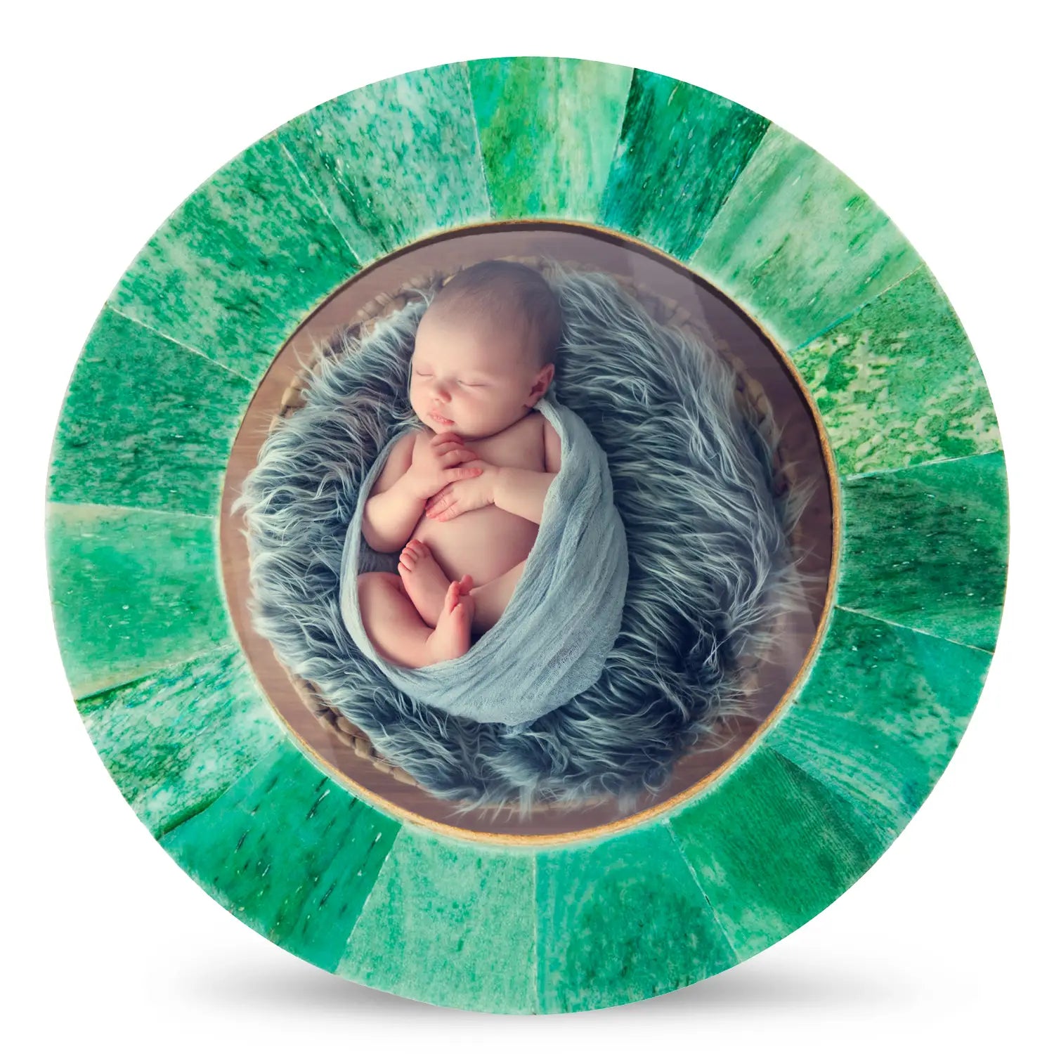 Baby Picture Frames Classic Bone Inlay in Green, Set of 3