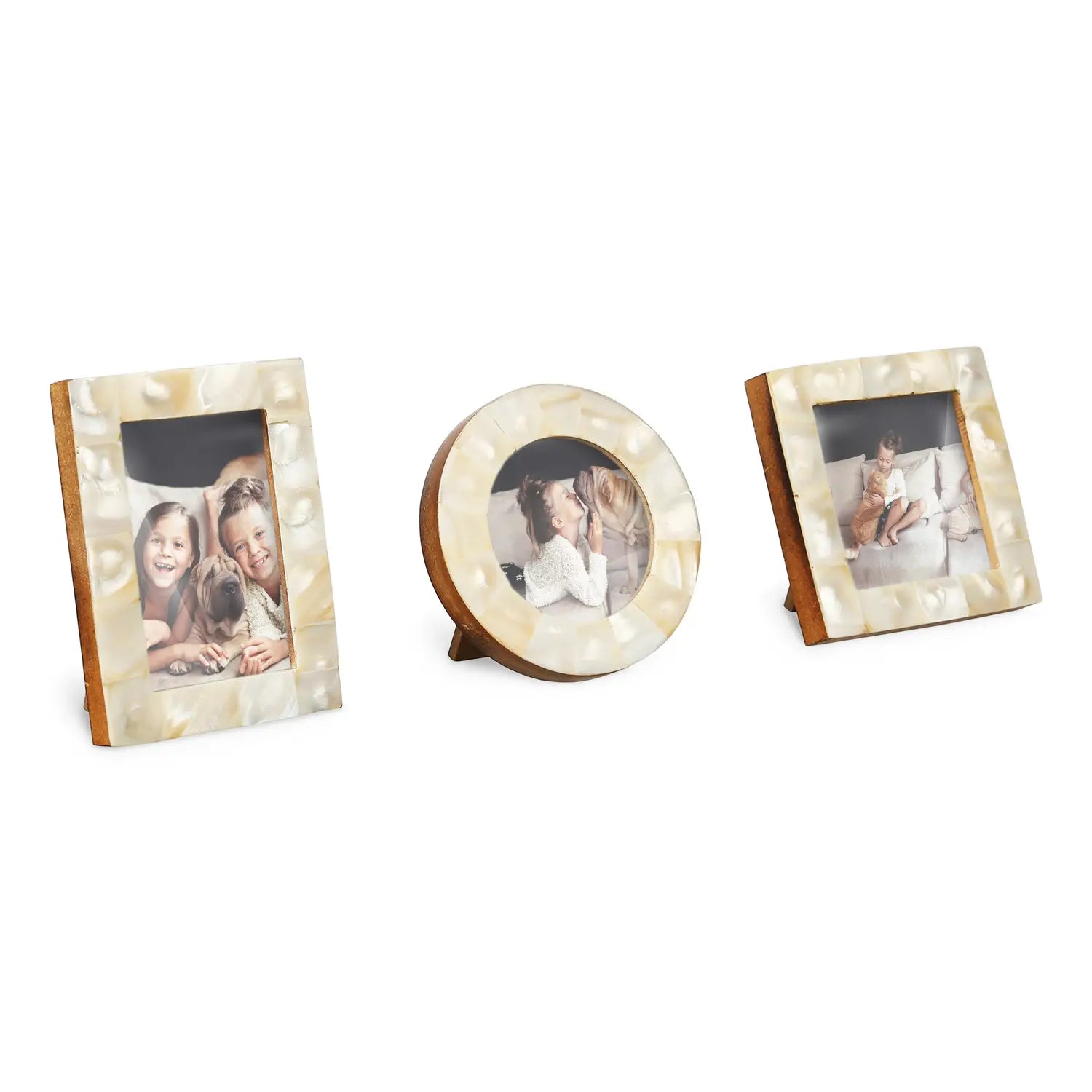 Baby Picture Frames Mother of Pearl Collection in White, Set of 3