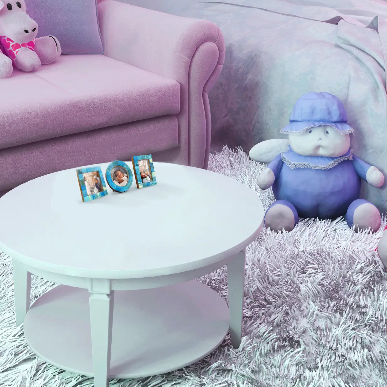 Baby Picture Frames Classic Bone Inlay in Turquoise, Set of 3