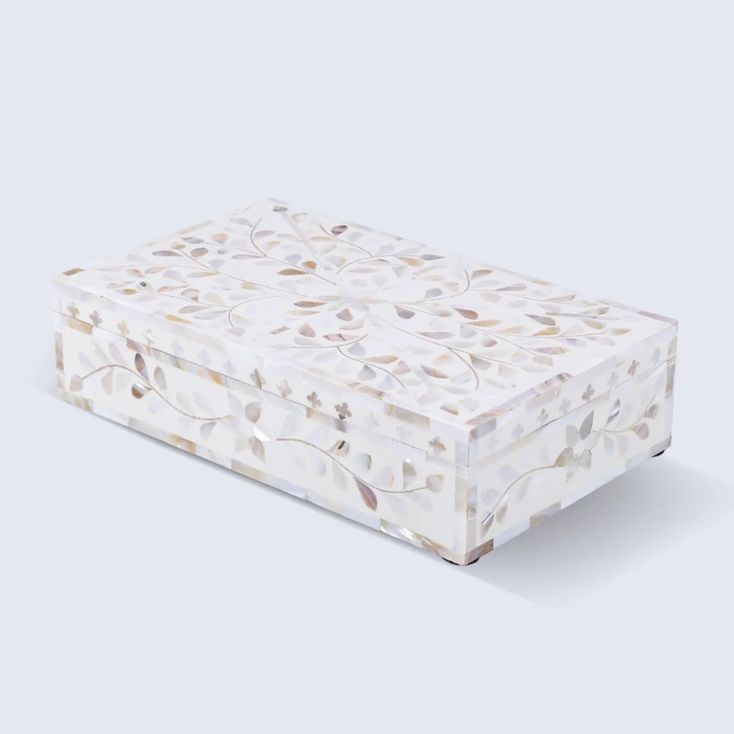 Alhambra Pattern Decorative Storage Box, Mother of Pearl & Resin Inlay in 4 Colors, 10x6x2.5