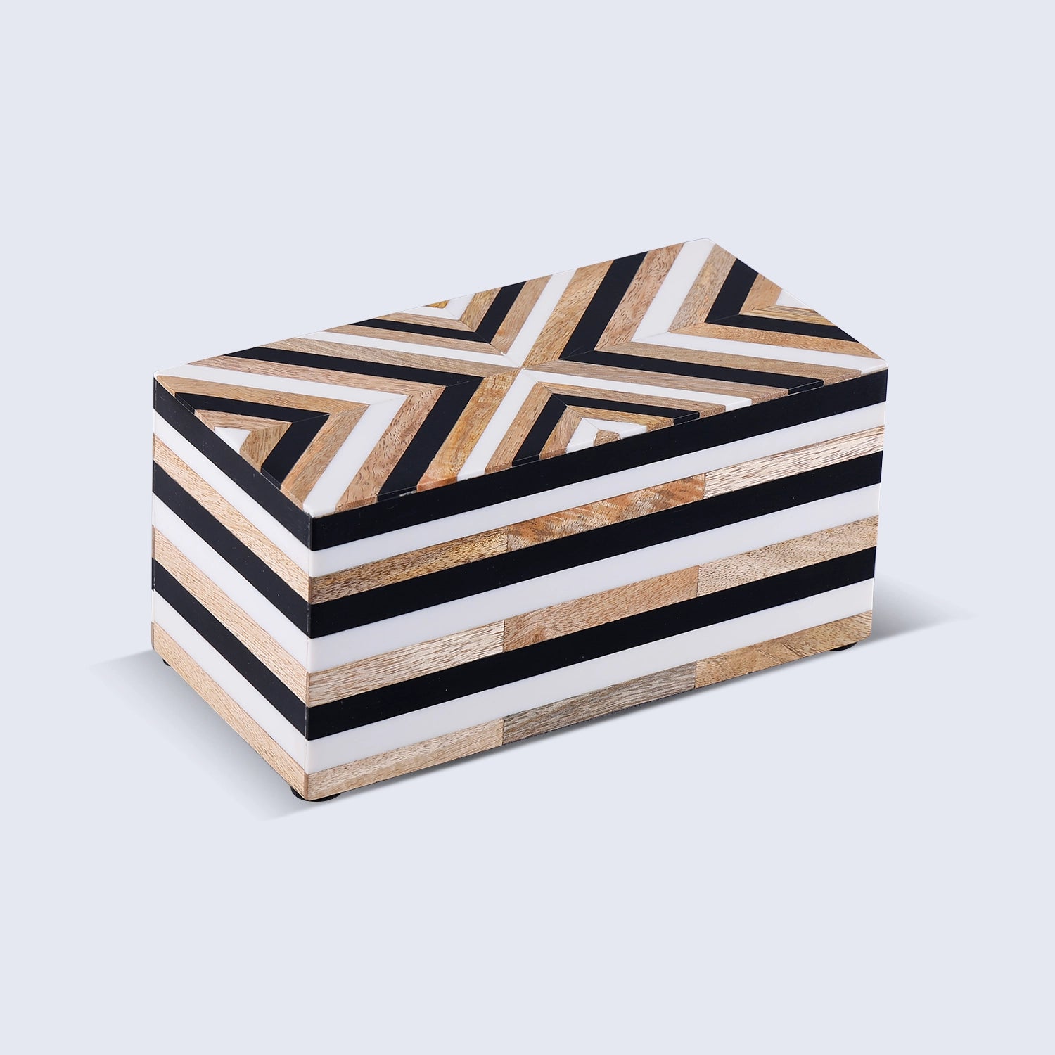 Handicrafts Home Decorative Storage Box - Chevron- Black Brown