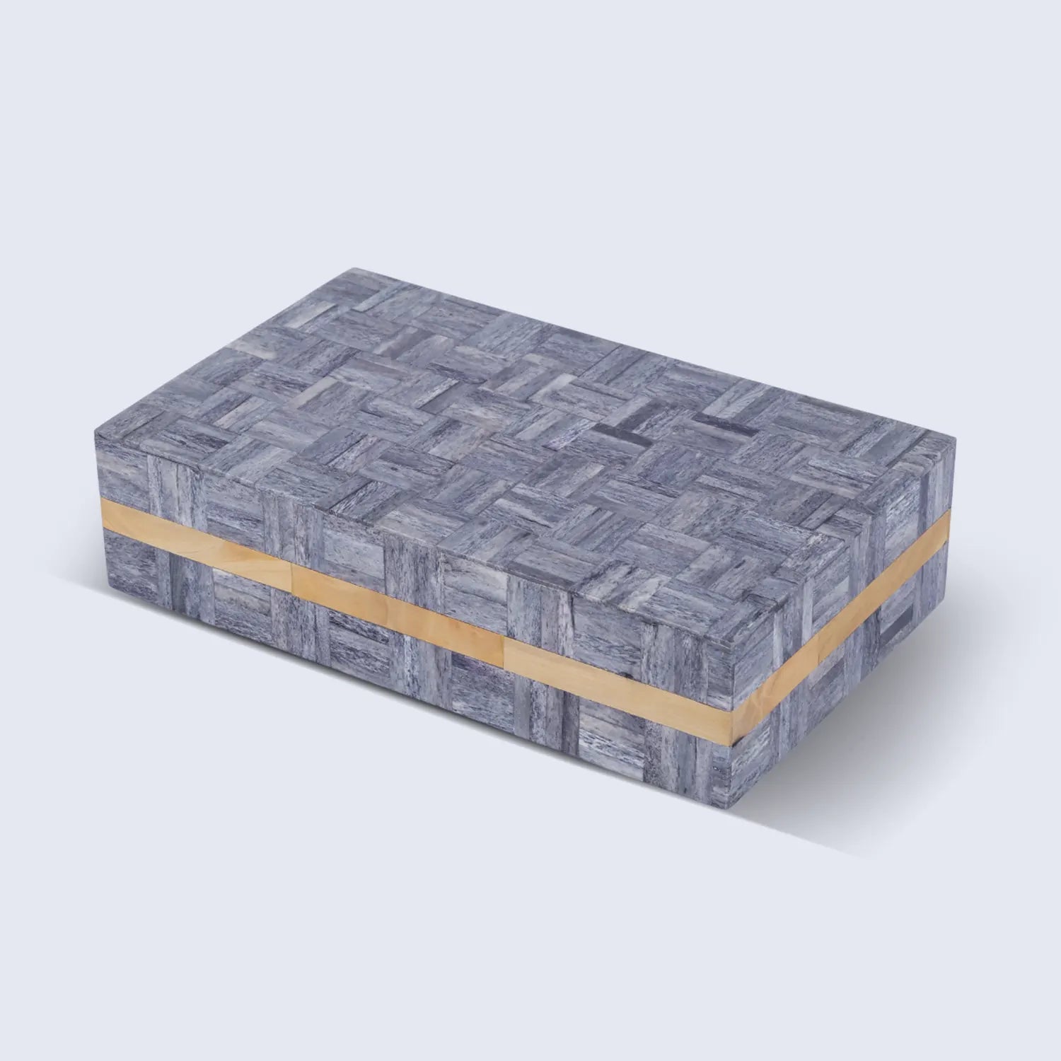 Brick Pattern Decorative Storage Box, Resin Inlay in 3 Sizes, Grey-Brown