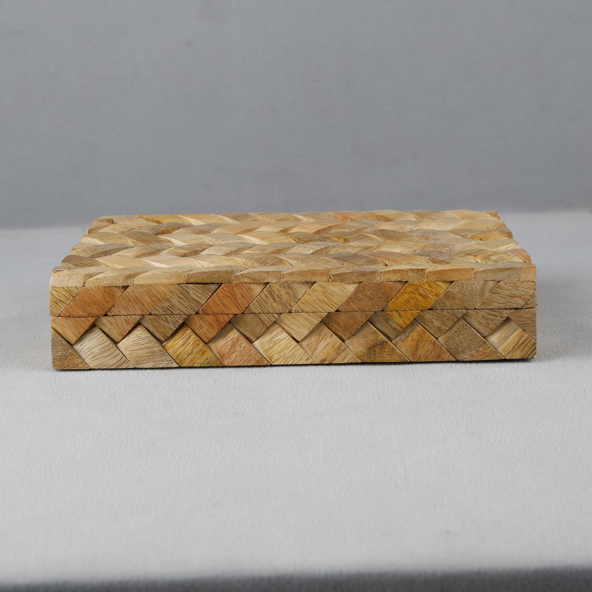 Braid Pattern Decorative Storage Box, Resin Inlay,  Brown