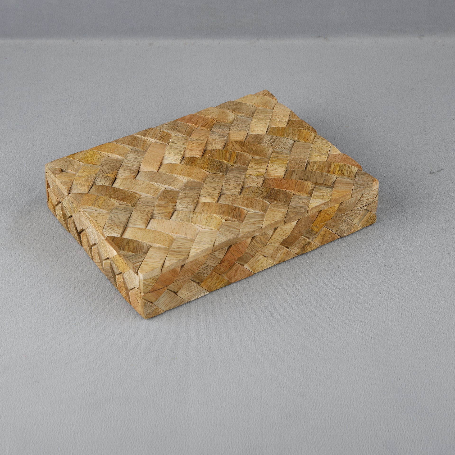 Braid Pattern Decorative Storage Box, Resin Inlay,  Brown