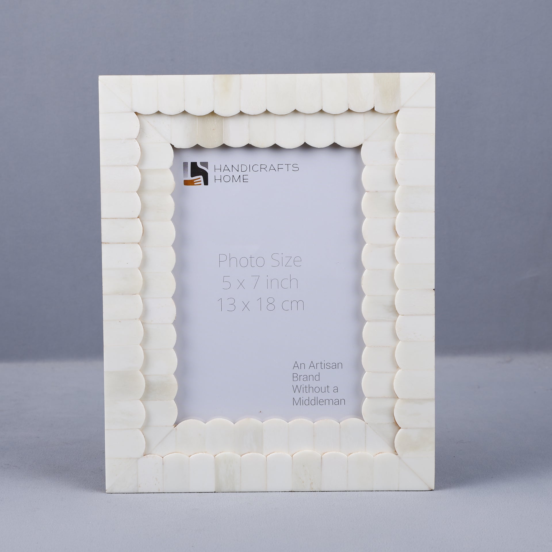 Scalloped Bone Inlay Picture Frame White - 4x6 & 5x7 Sizes