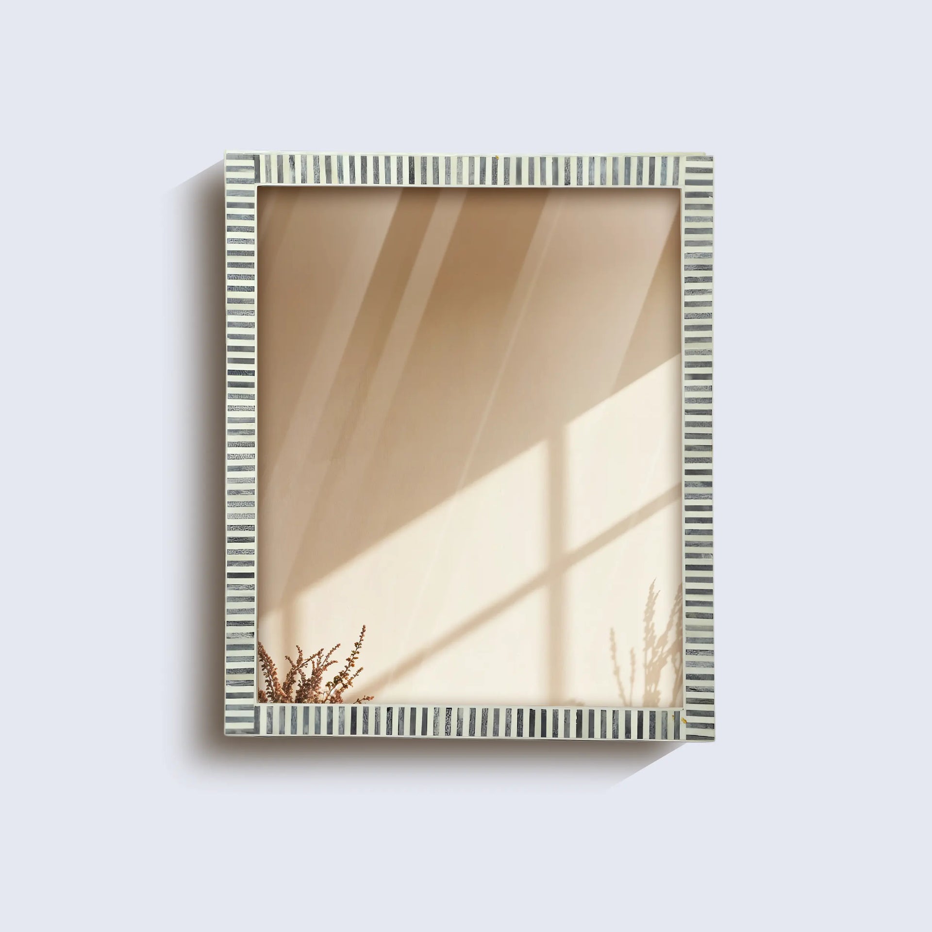 20"x24" Bone Inlay Striped Rectangular Mirror
