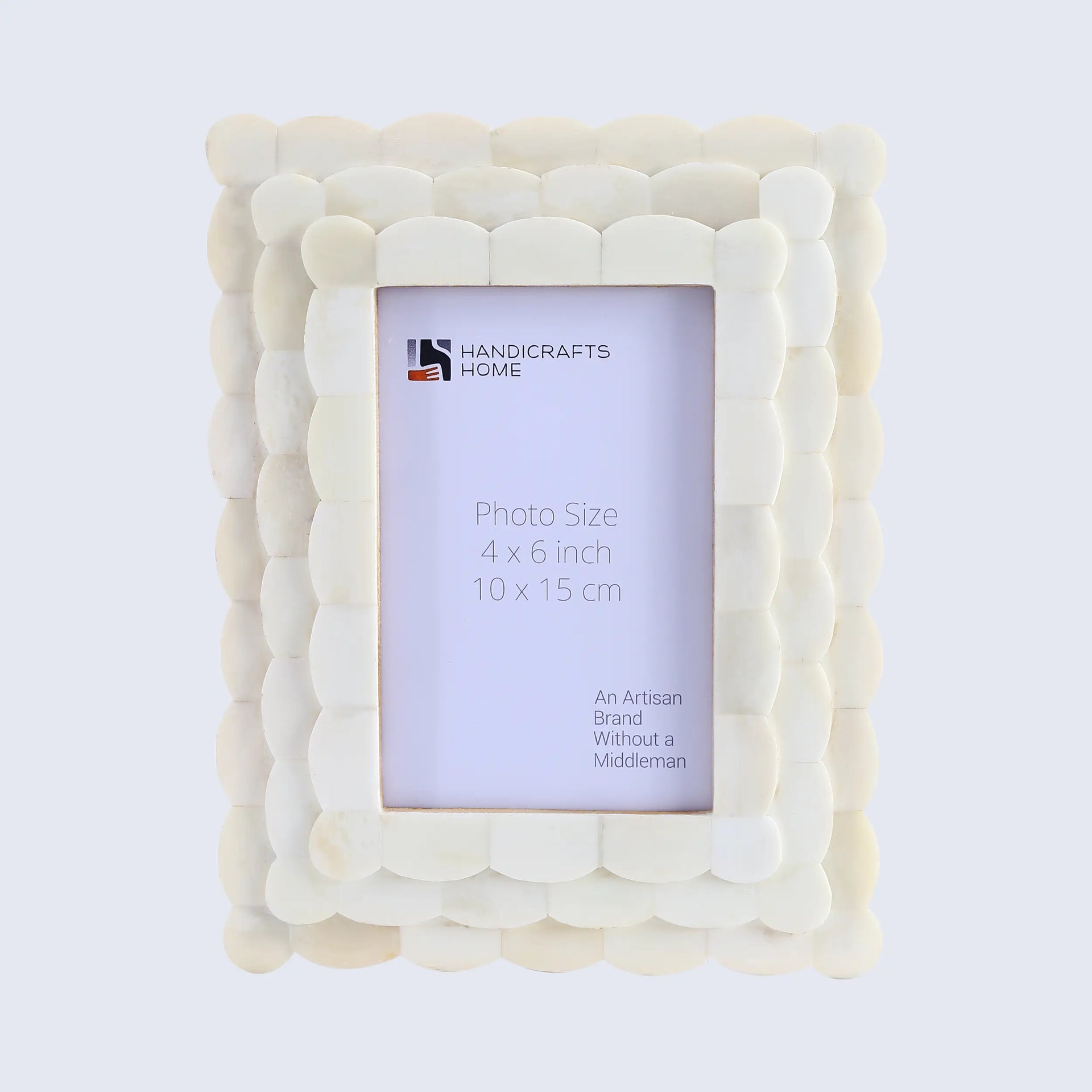 Picture Frames Scalloped Pattern Bone Inlay Collection in 4x6, White