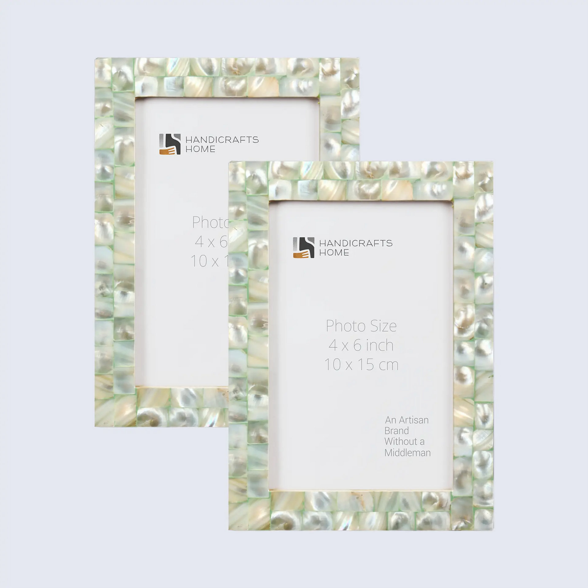 Picture Frames Mother of Pearl Pack of 2 Collection in 3 Sizes, Green