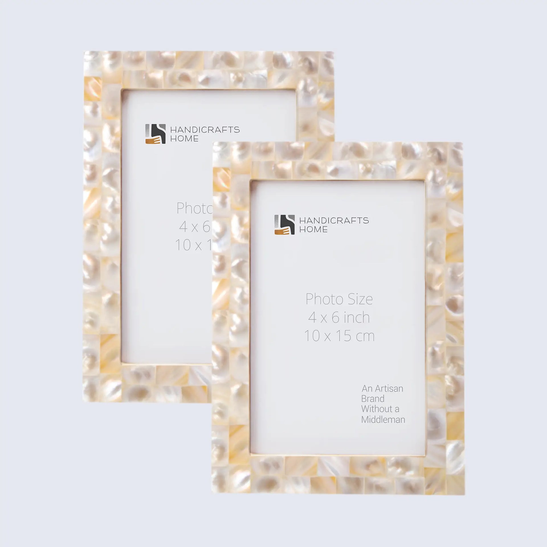Picture Frames Mother of Pearl Pack of 2 Collection in 3 Sizes, White