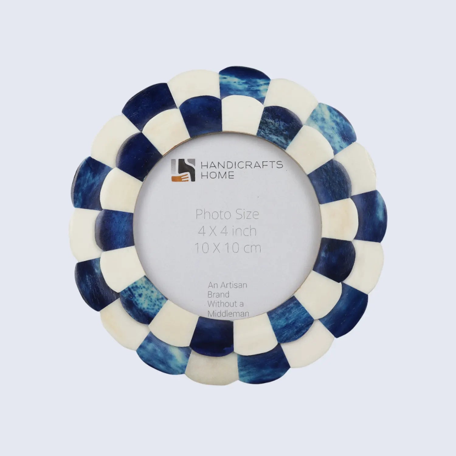 Picture Frames Scalloped Pattern Bone Inlay Collection in 4 sizes, Blue