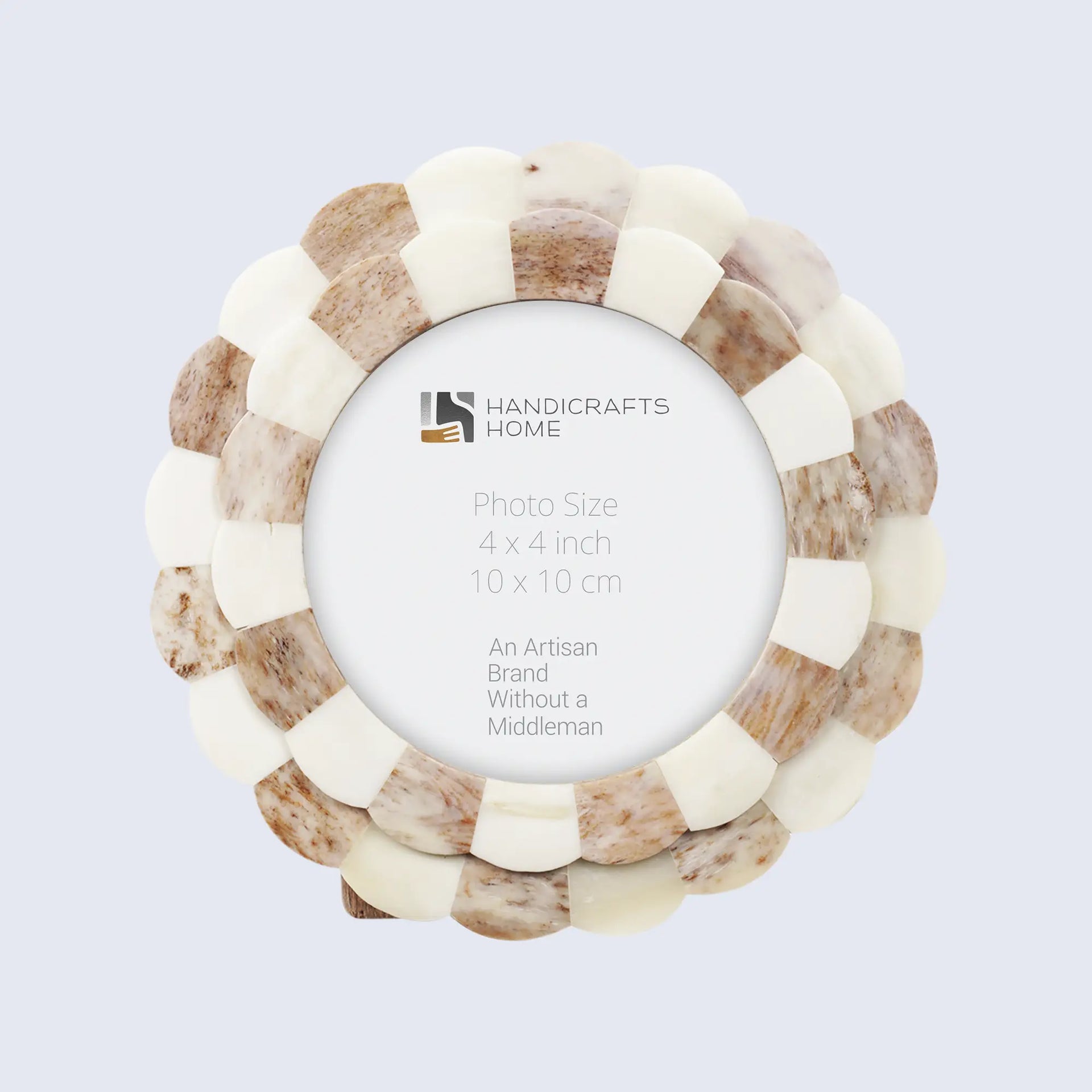 Picture Frames Scalloped Pattern Bone Inlay Collection in 4 sizes, Brown