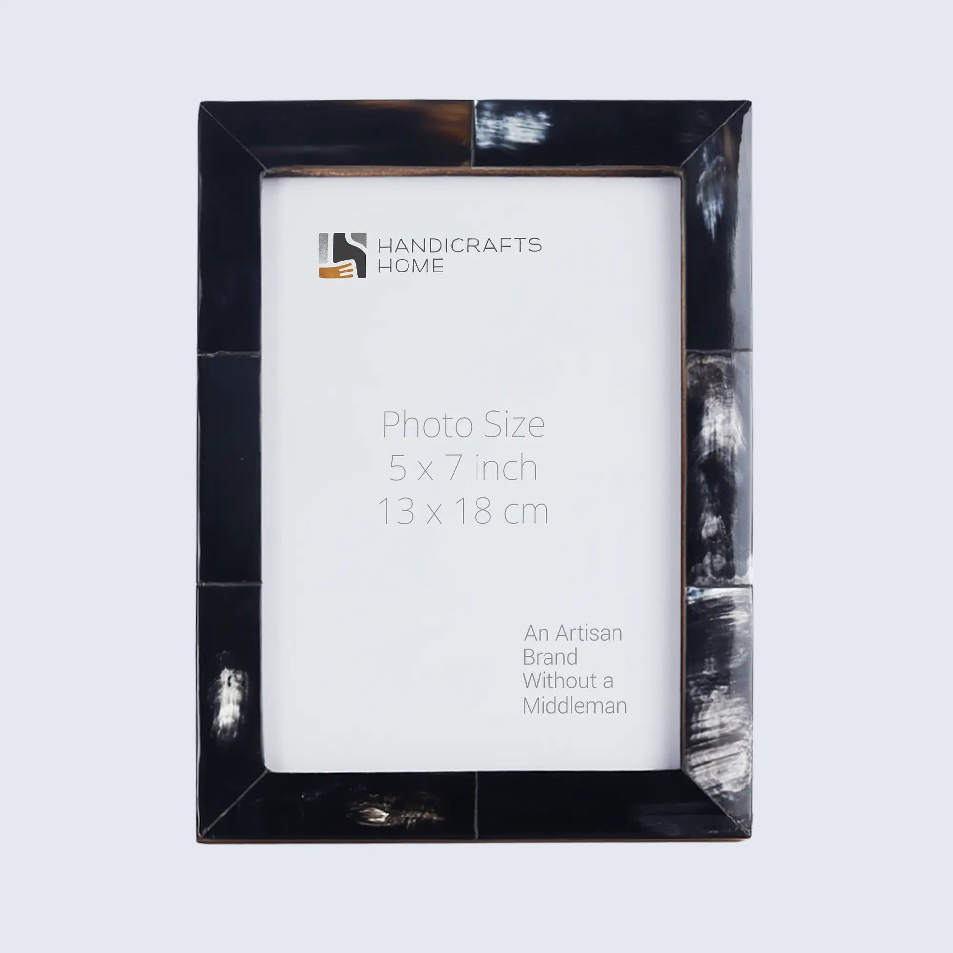 Picture Frames Essence Pattern Horn Inlay Collection in 3 Sizes, Black