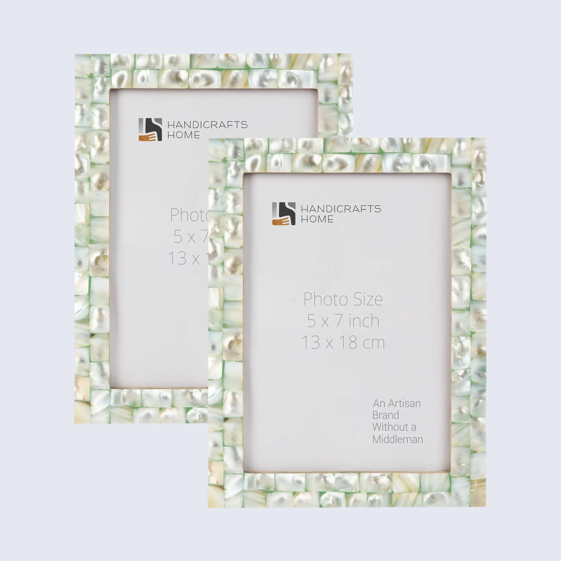 Picture Frames Mother of Pearl Pack of 2 Collection in 3 Sizes, Green