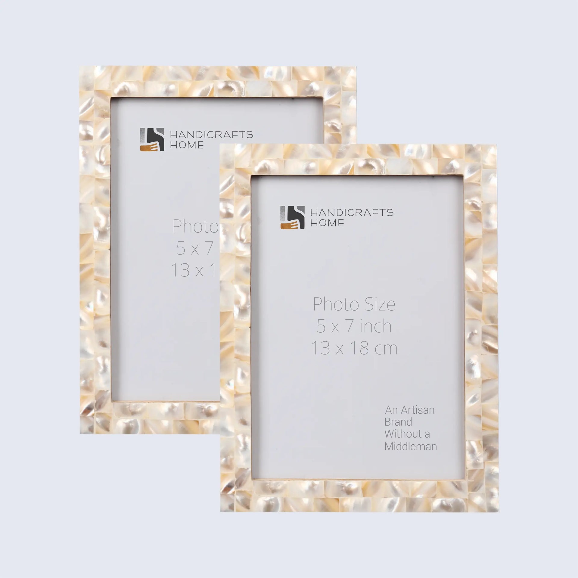 Picture Frames Mother of Pearl Pack of 2 Collection in 3 Sizes, White