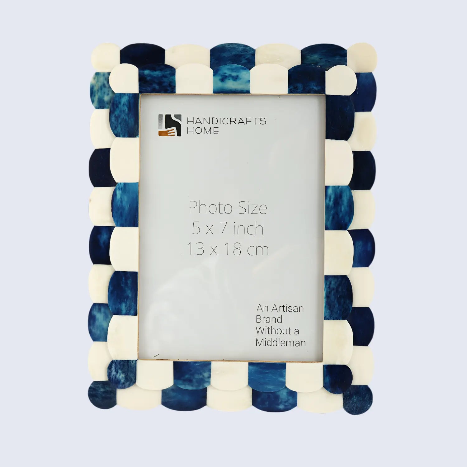 Picture Frames Scalloped Pattern Bone Inlay Collection in 4 sizes, Blue