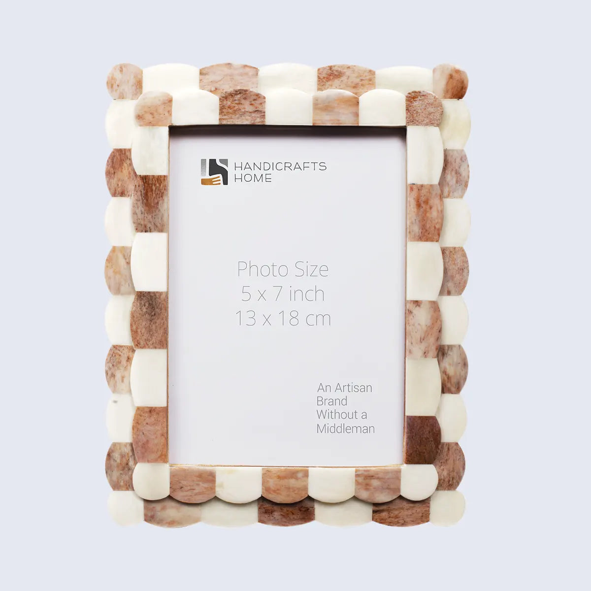 Picture Frames Scalloped Pattern Bone Inlay Collection in 4 sizes, Brown