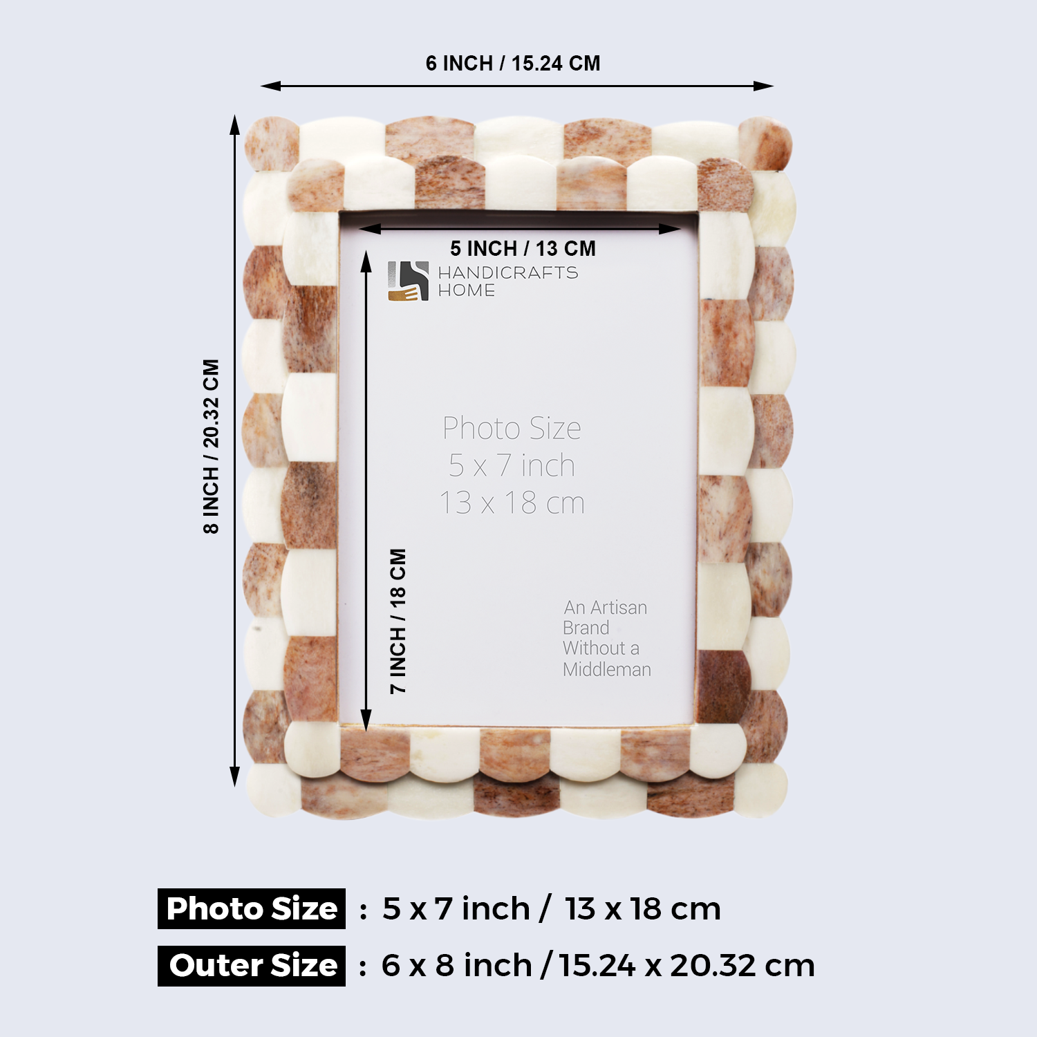 Picture Frame Scalloped Art Brown & White 5x7 - Combo Set of 3