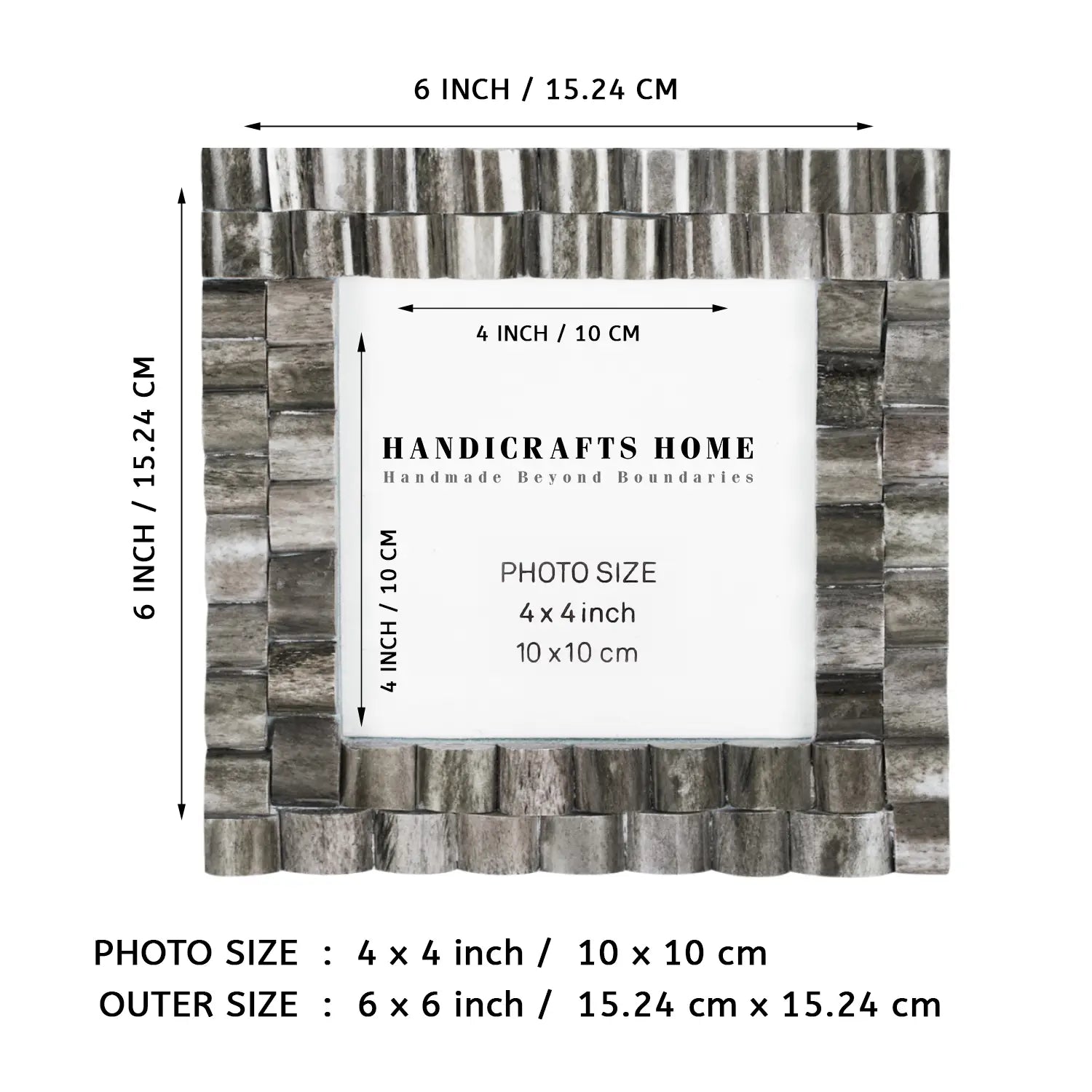 Baby Picture Frames Cornice Chain Pattern Bone & Resin Inlay Collection in Grey