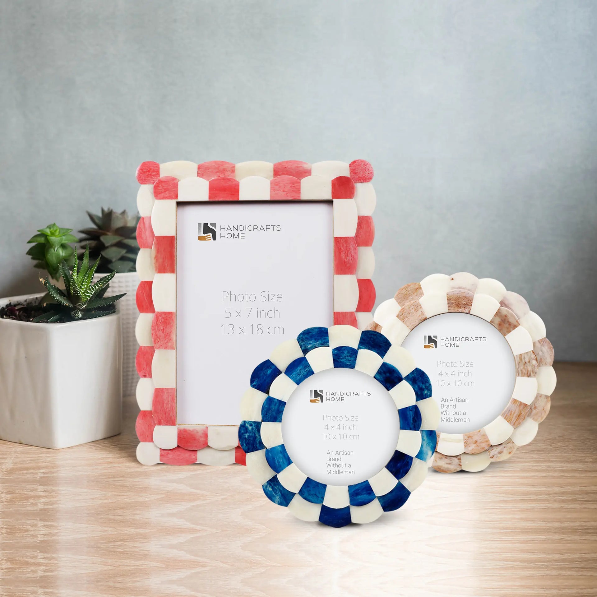 Scalloped Multicolor Collection Picture Frames Combo Pack of 3