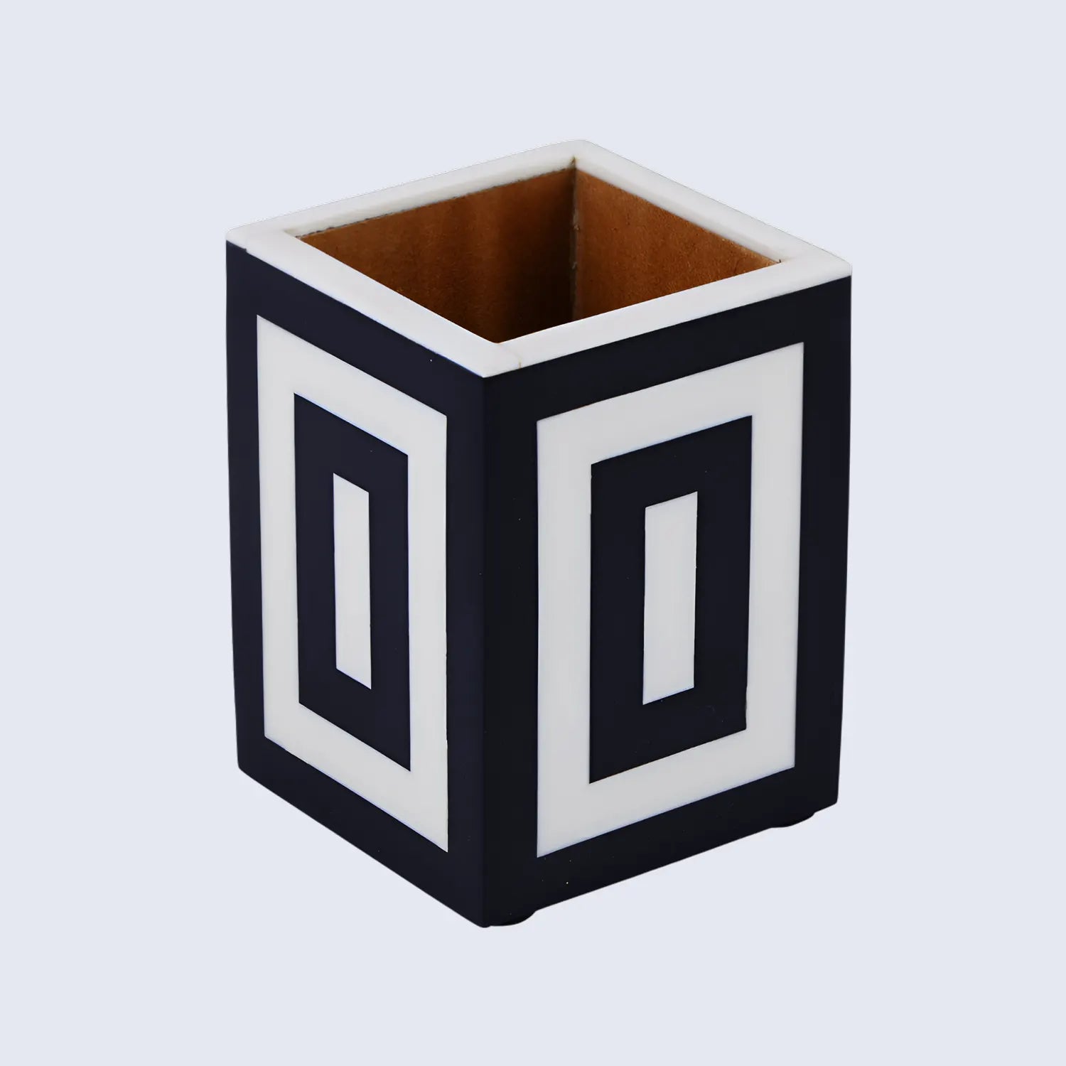 Concentric Black & White Pen Holder in 3x3x4”
