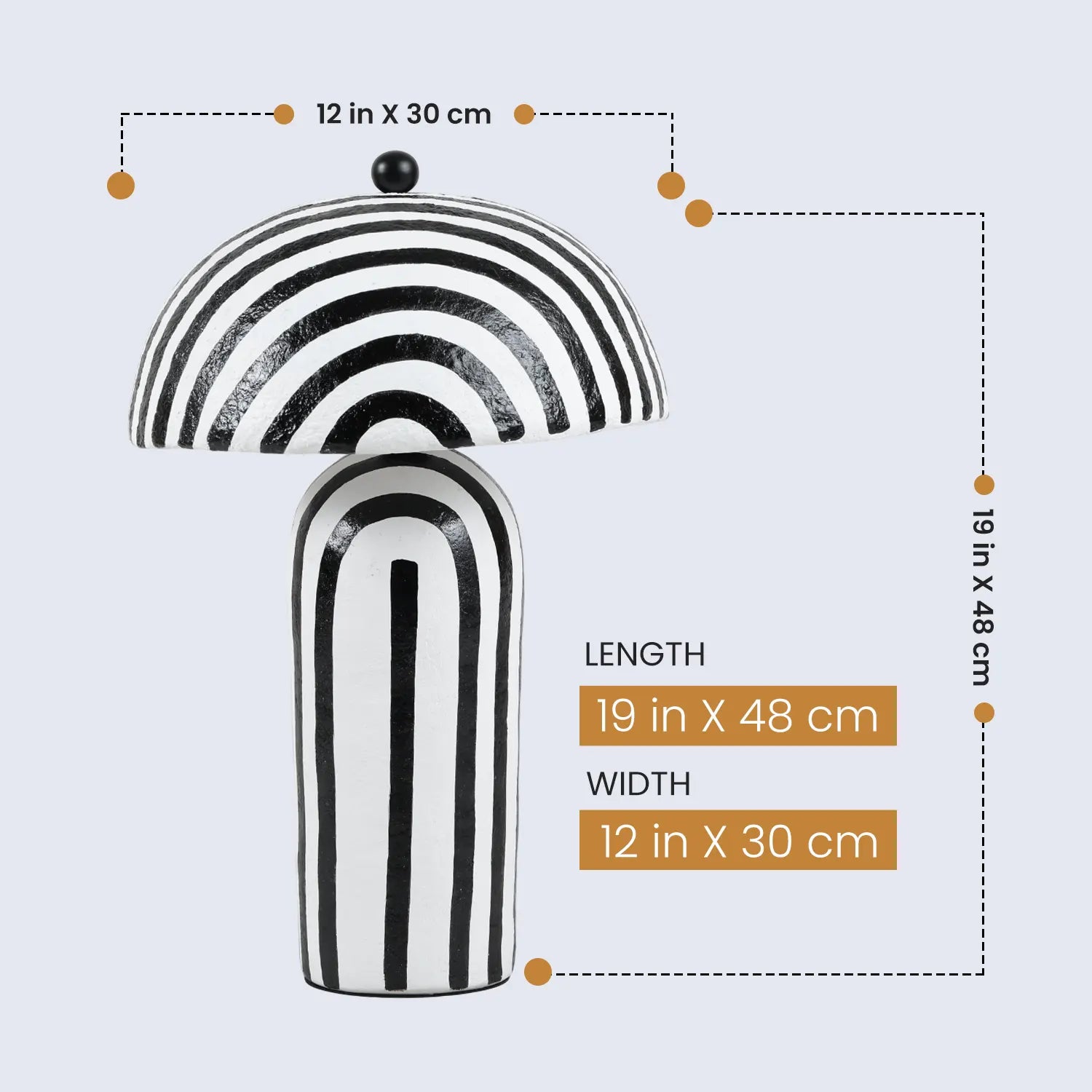 Table Lamp 12x19” – Black Strip Modern Bedside Lamp