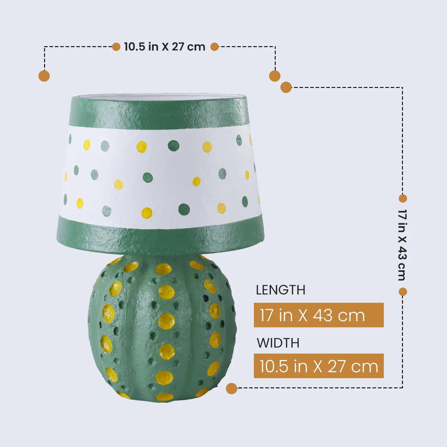 Table Lamp 10.5x17” – Cact Polka Modern Bedside Lamp