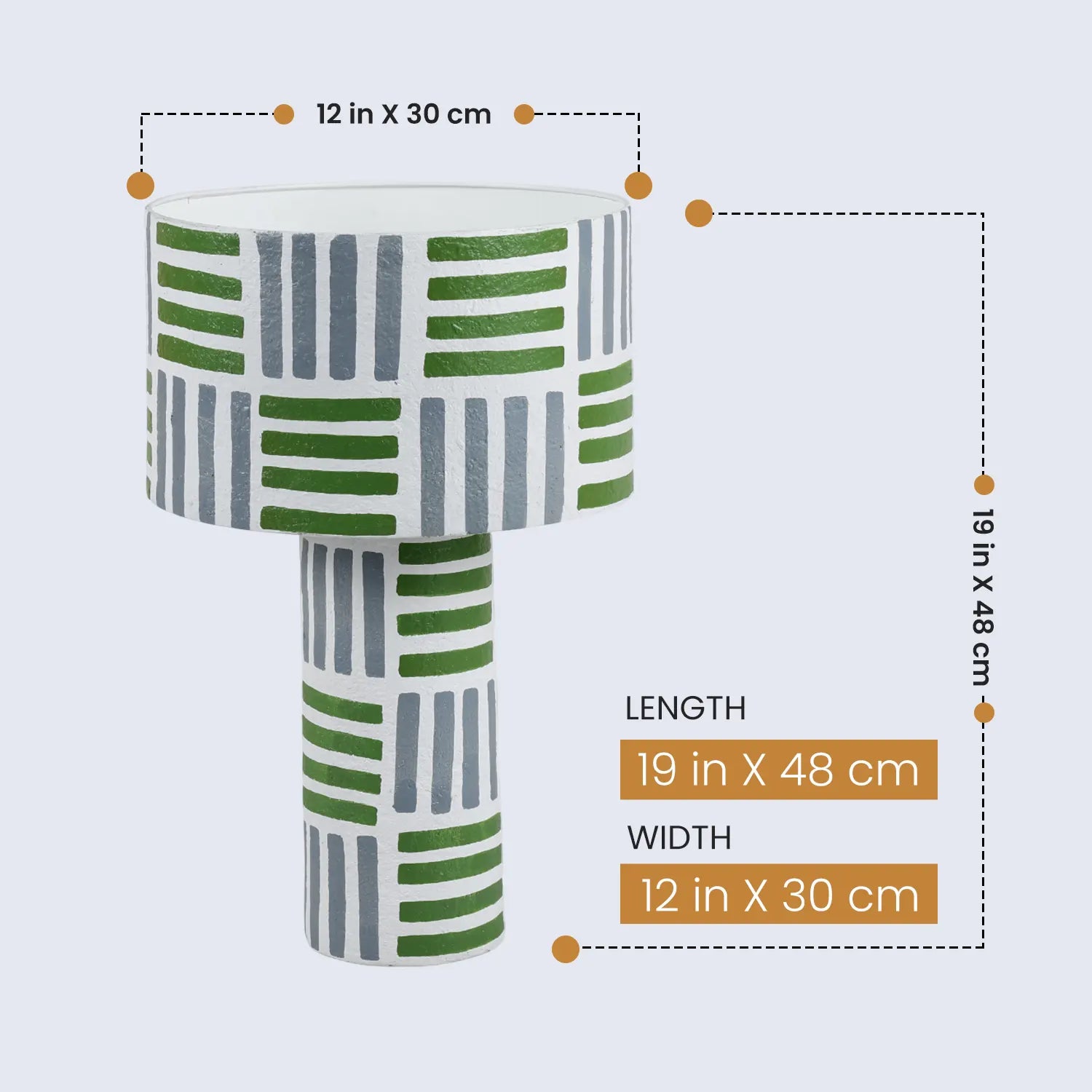 Table Lamp 12x19” – Geo Grey Modern Bedside Lamp