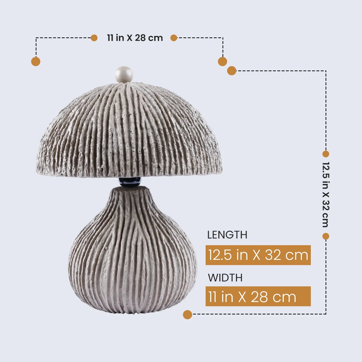 Table Lamp 11x12.5” – Mush Brown Modern Bedside Lamp