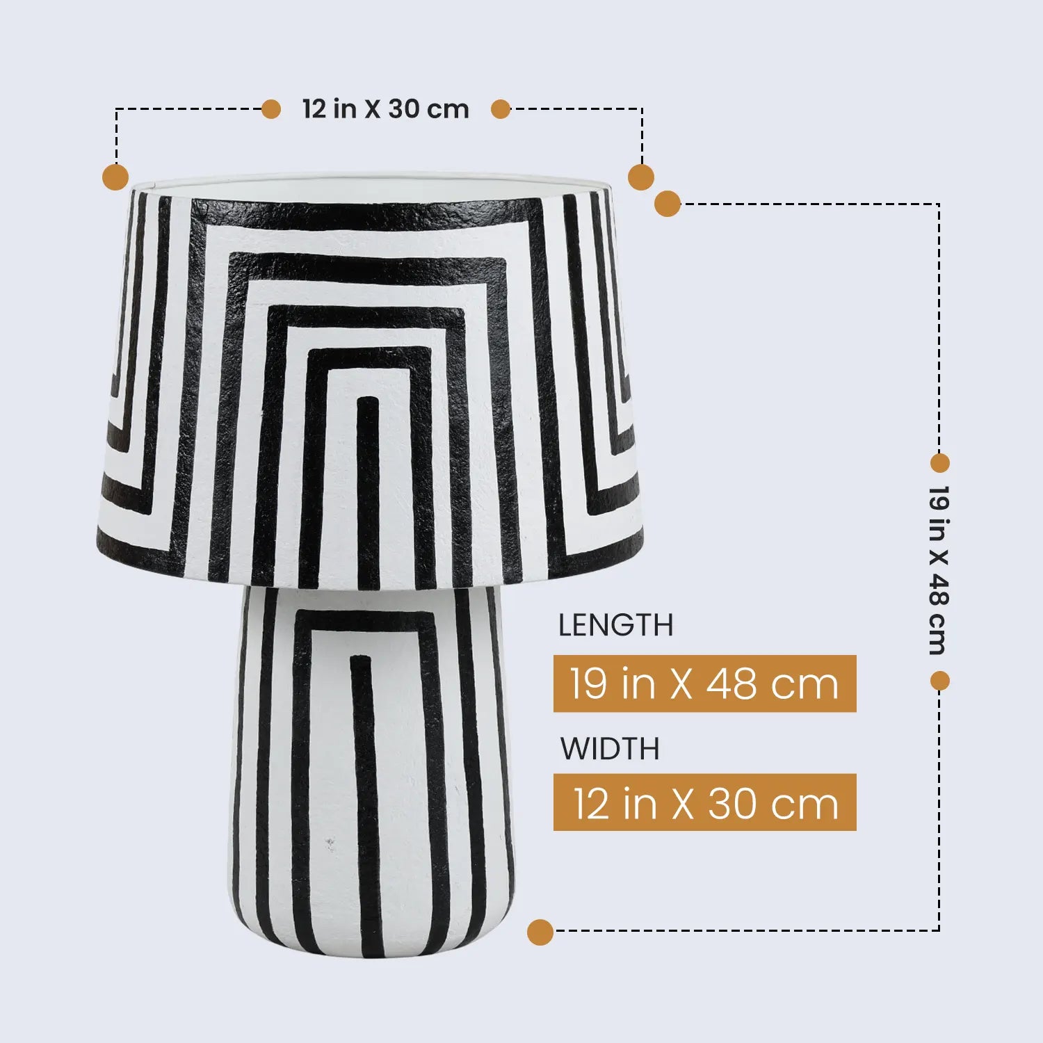 Table Lamp 12x19” – Optic Strip Modern Bedside Lamp