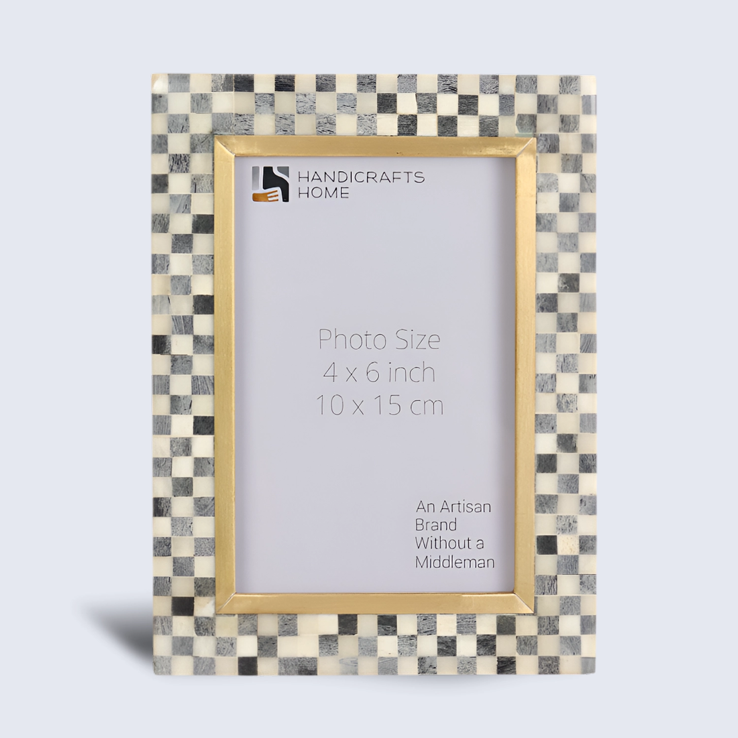 Bone Inlay & Brass Halo Pixels Pattern Picture Frame - 4x6