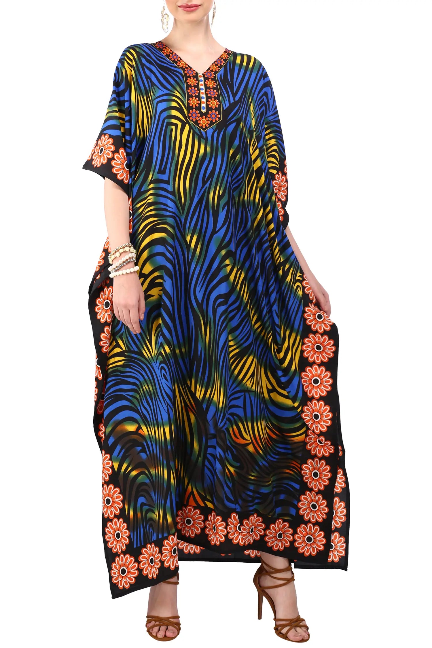 Women Long Kaftan Summer Holiday Caftan Dress in 2 Colors - S to 3XL