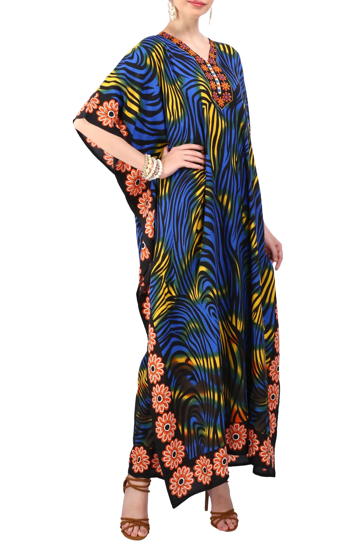 Women Long Kaftan Summer Holiday Caftan Dress in 2 Colors - S to 3XL