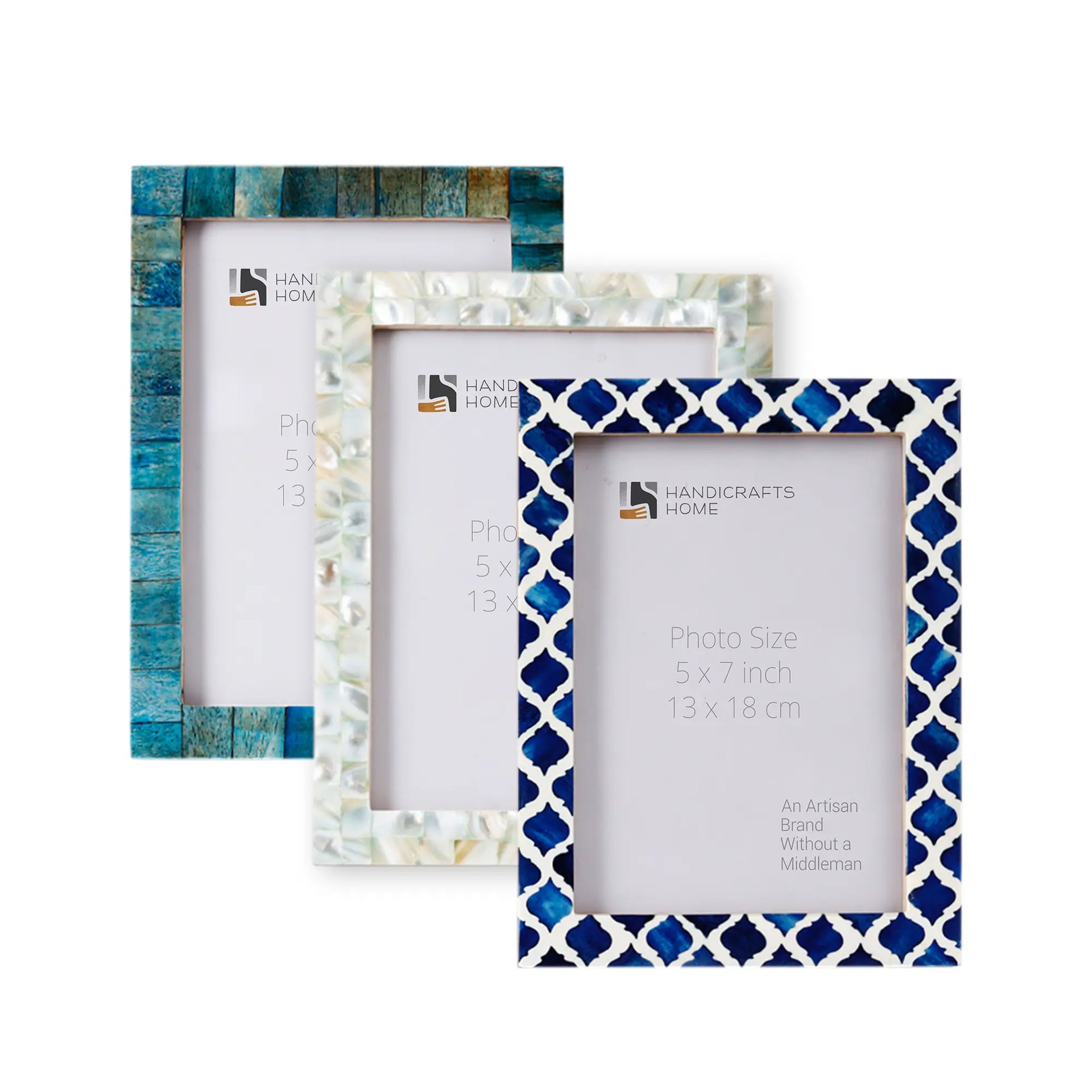 5x7 Picture Frames Combo Pack of 3- Oceanic Collection