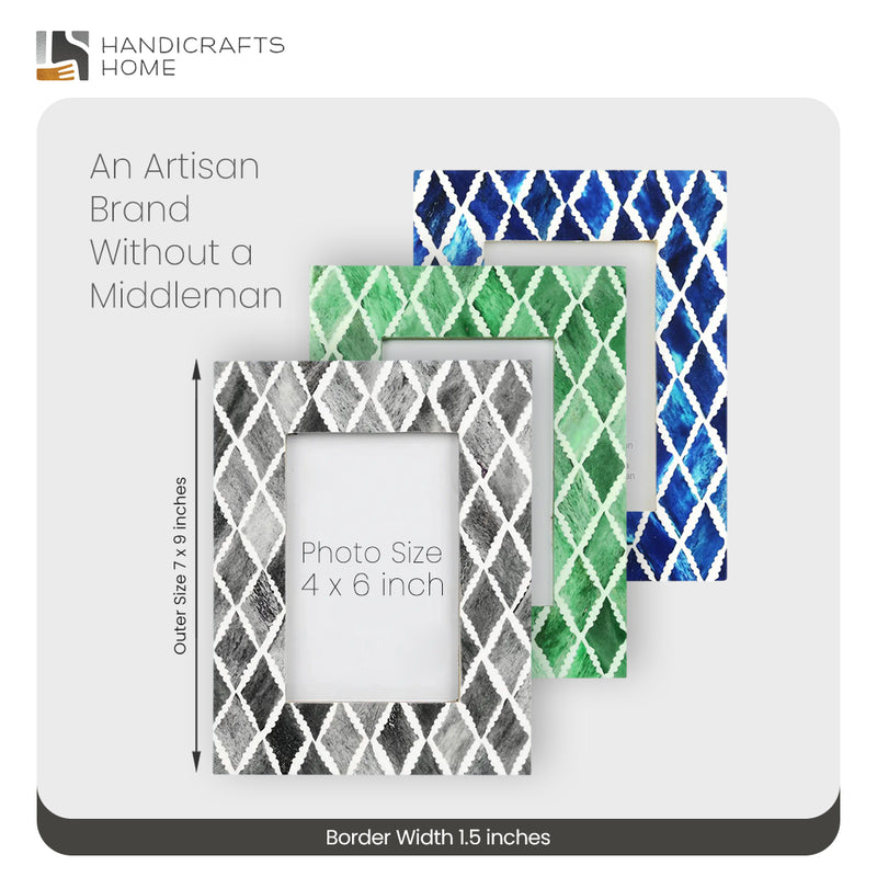 Size Chart for Picture Frames Mosaic Star Pattern Bone & Resin Inlay Collection in 3 colors, 4x6