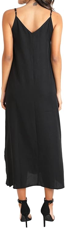 Cami Strap Maxi Kaftan Dress with V Neck, Pockets & Side Slits