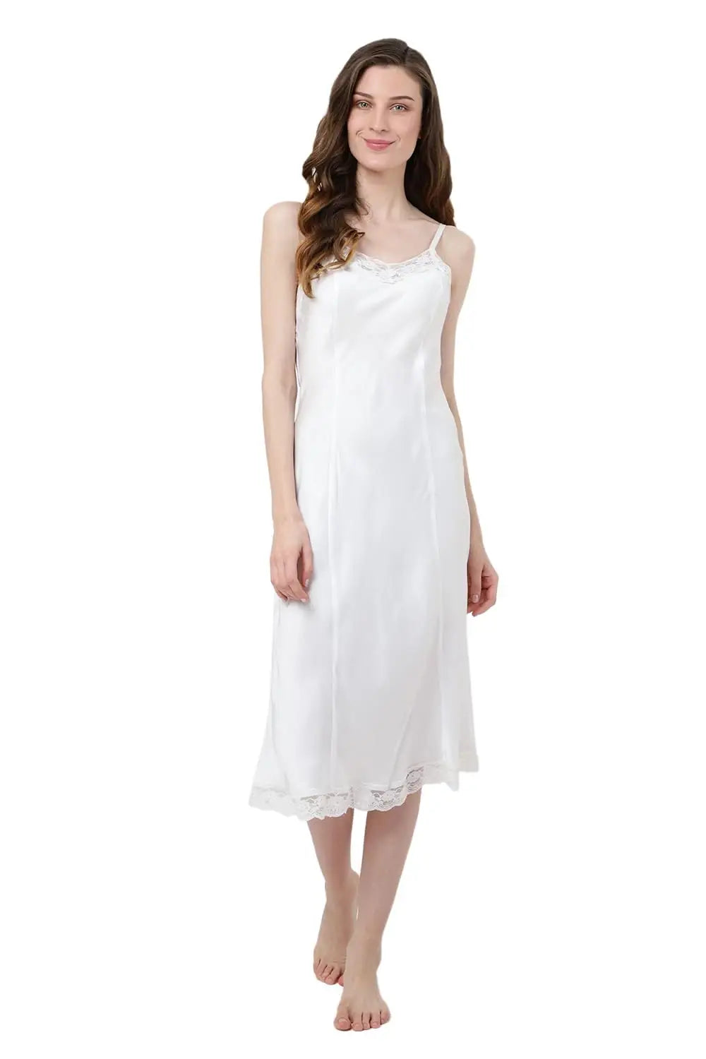 Nightdress for Women's Nightgowns & Sleepshirts for Women Soft Rayon Women's Nightgowns Sleeveless Sleepwear - V Neck Pullover Short Nightgowns, White, S-3XL
