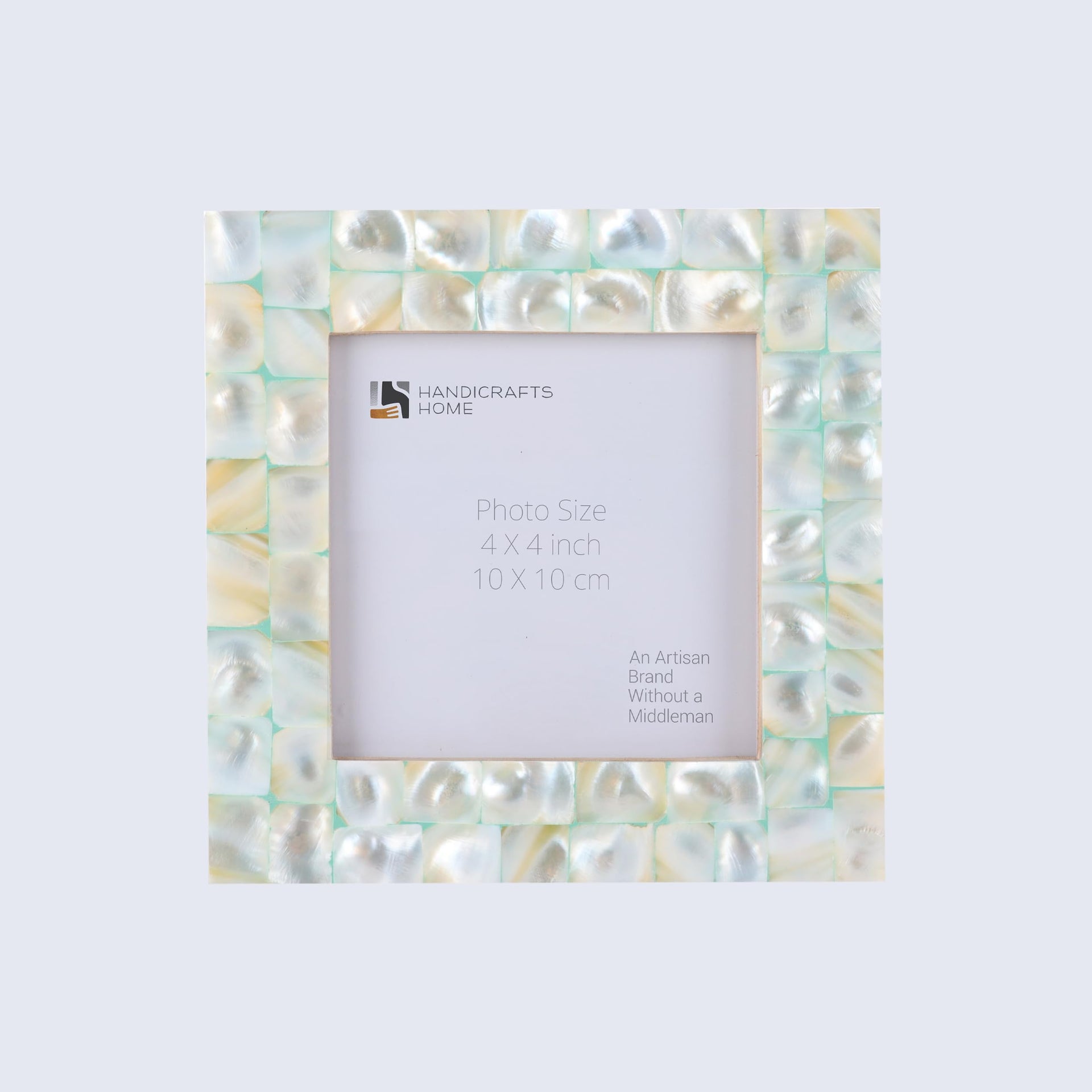 Square Baby Picture Frames Mother of Pearl 4x4 Inch, Green