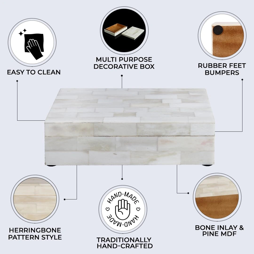 Decorative Box White Bone Inlay Collection White 8 Sizes