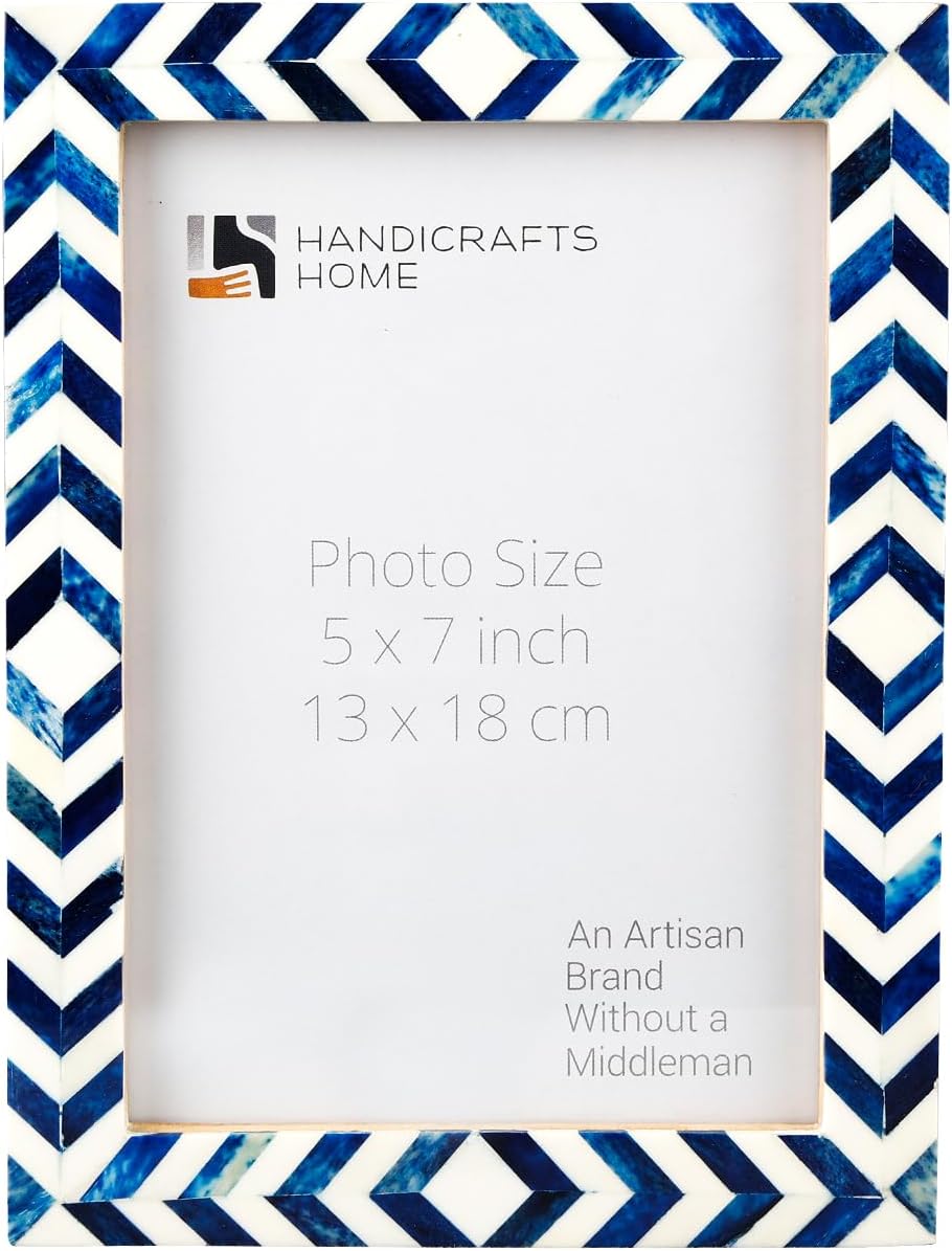 Picture Frames Taj Pattern Bone Inlay Collection in 27 Sizes, Blue