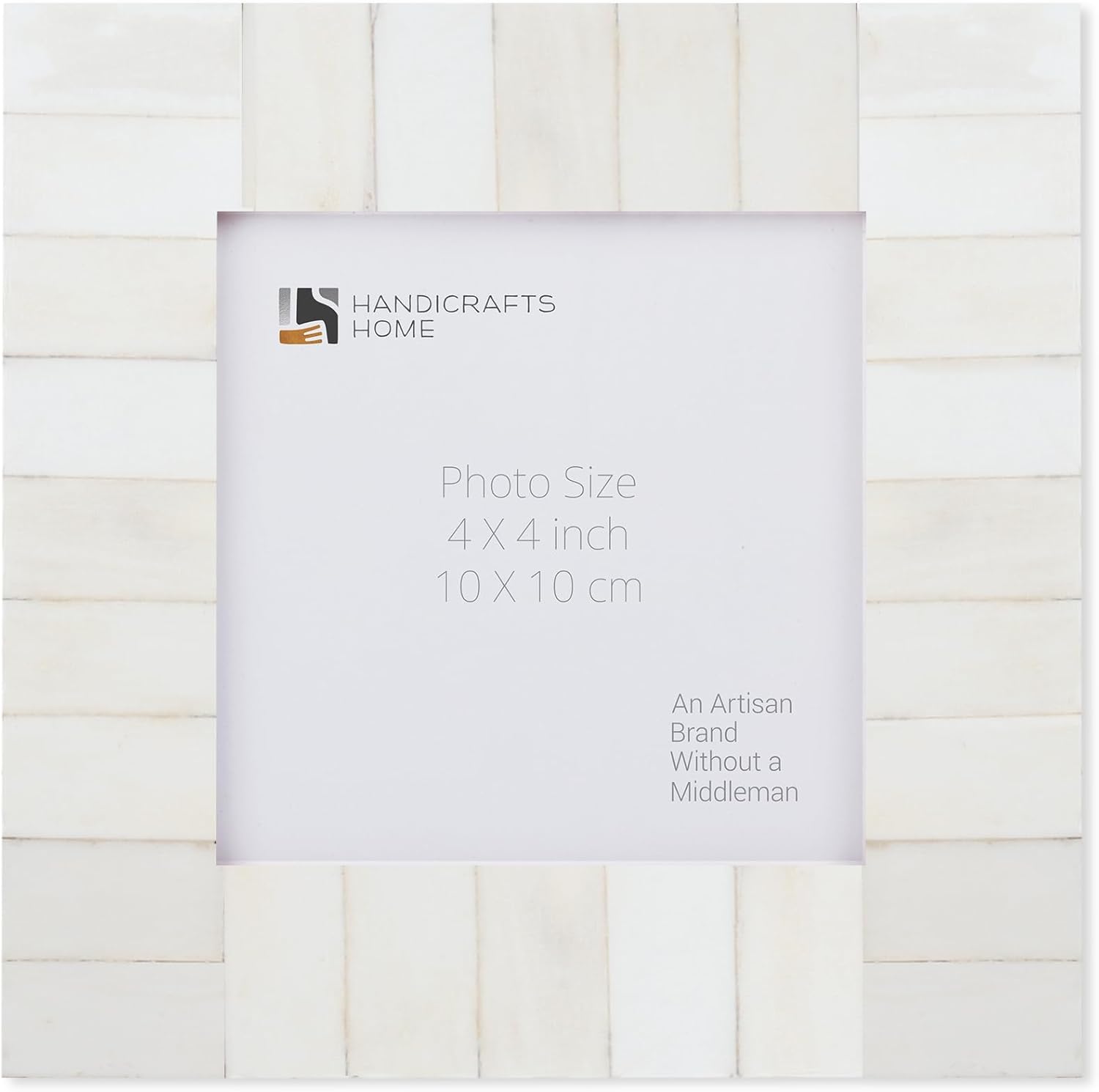 Square Baby Picture Frames Classic Pattern Bone Inlay 4x4 Inch, White
