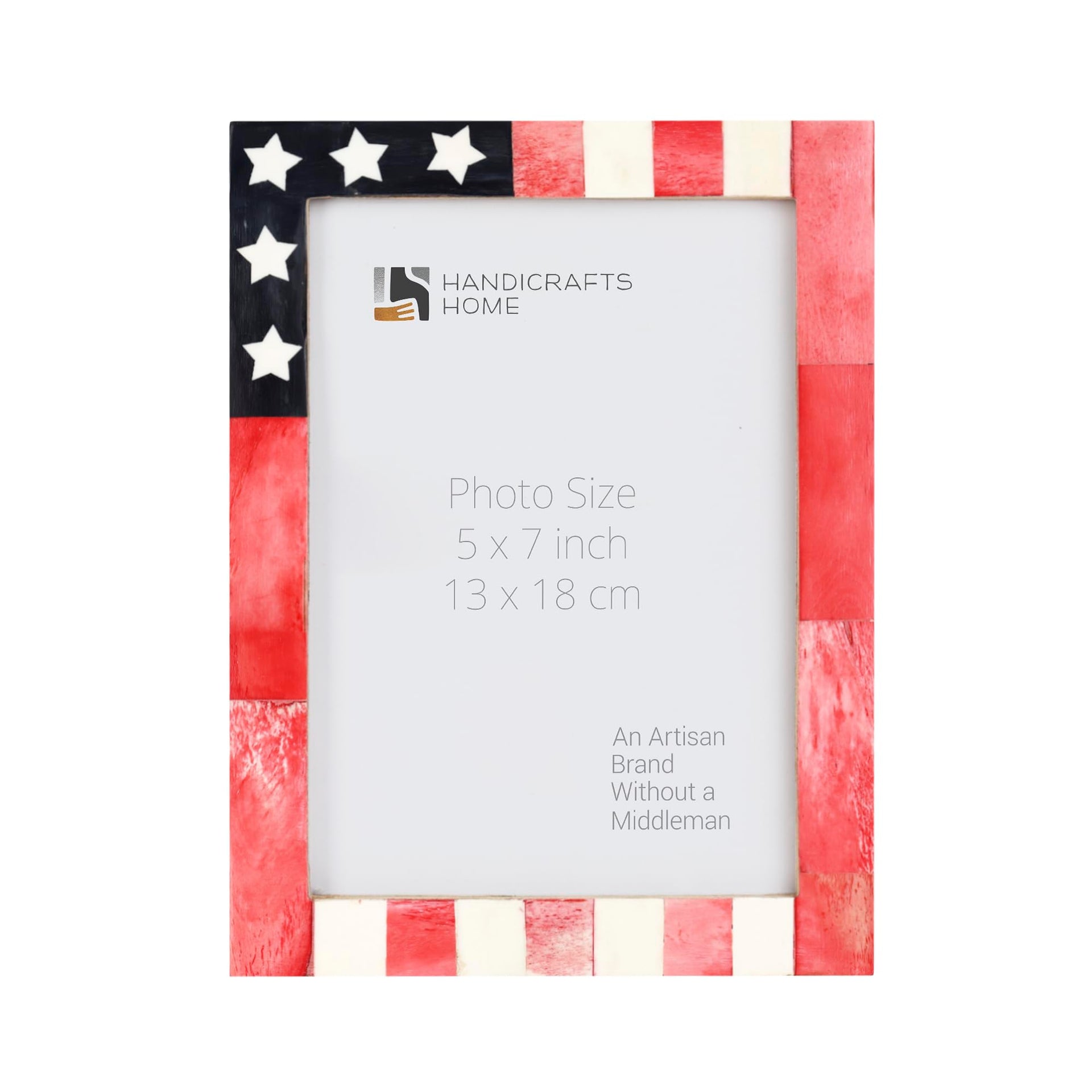 Picture Frame American Flag Pattern Collection Bone & Resin Inlay - 4x6, 5x7 & 8x10