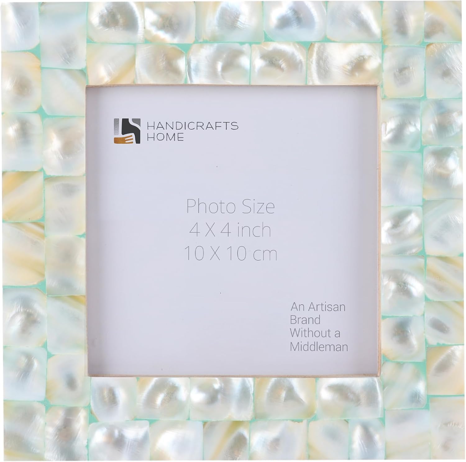 Square Baby Picture Frames Mother of Pearl 4x4 Inch, Green