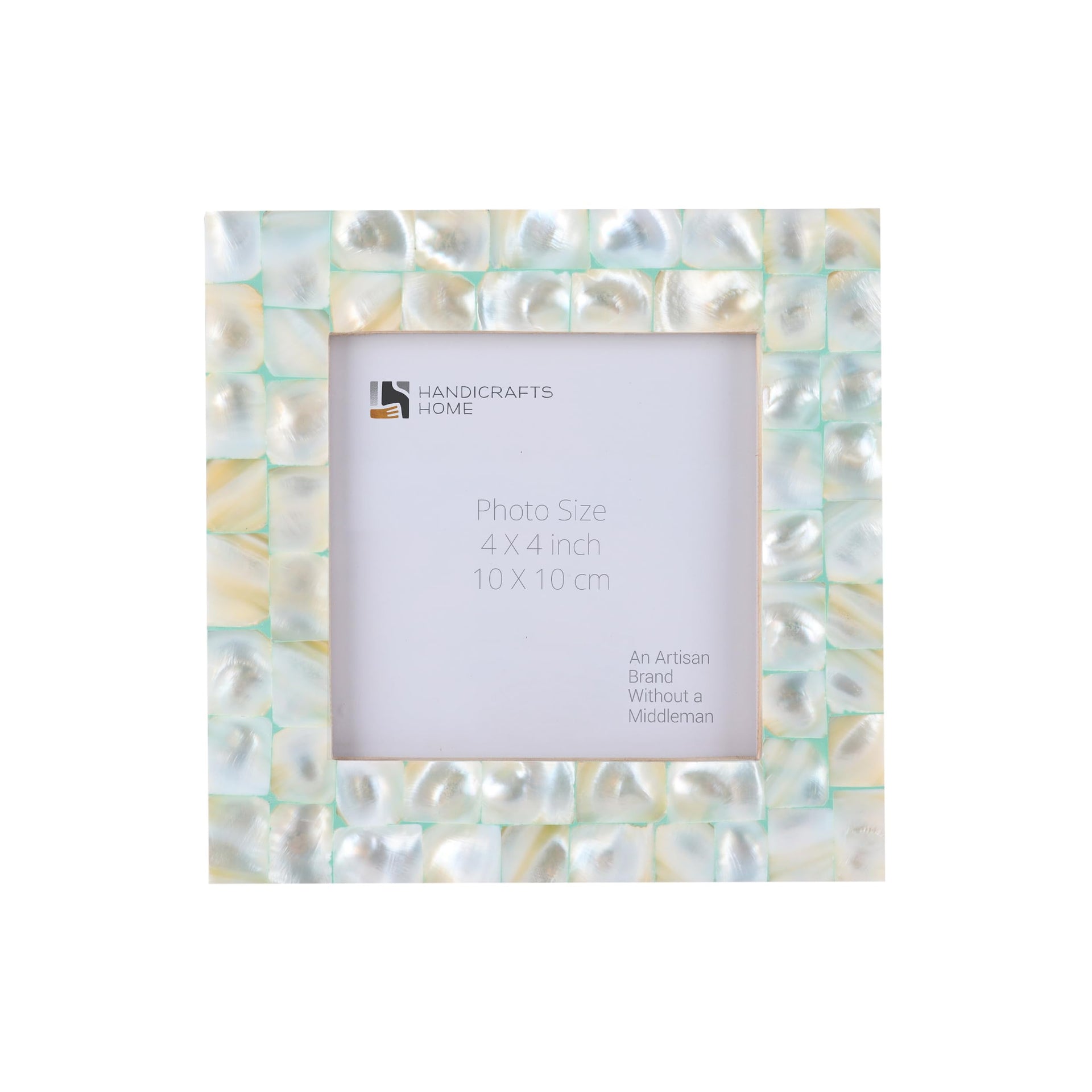 Square Baby Picture Frames Mother of Pearl 4x4 Inch, Green