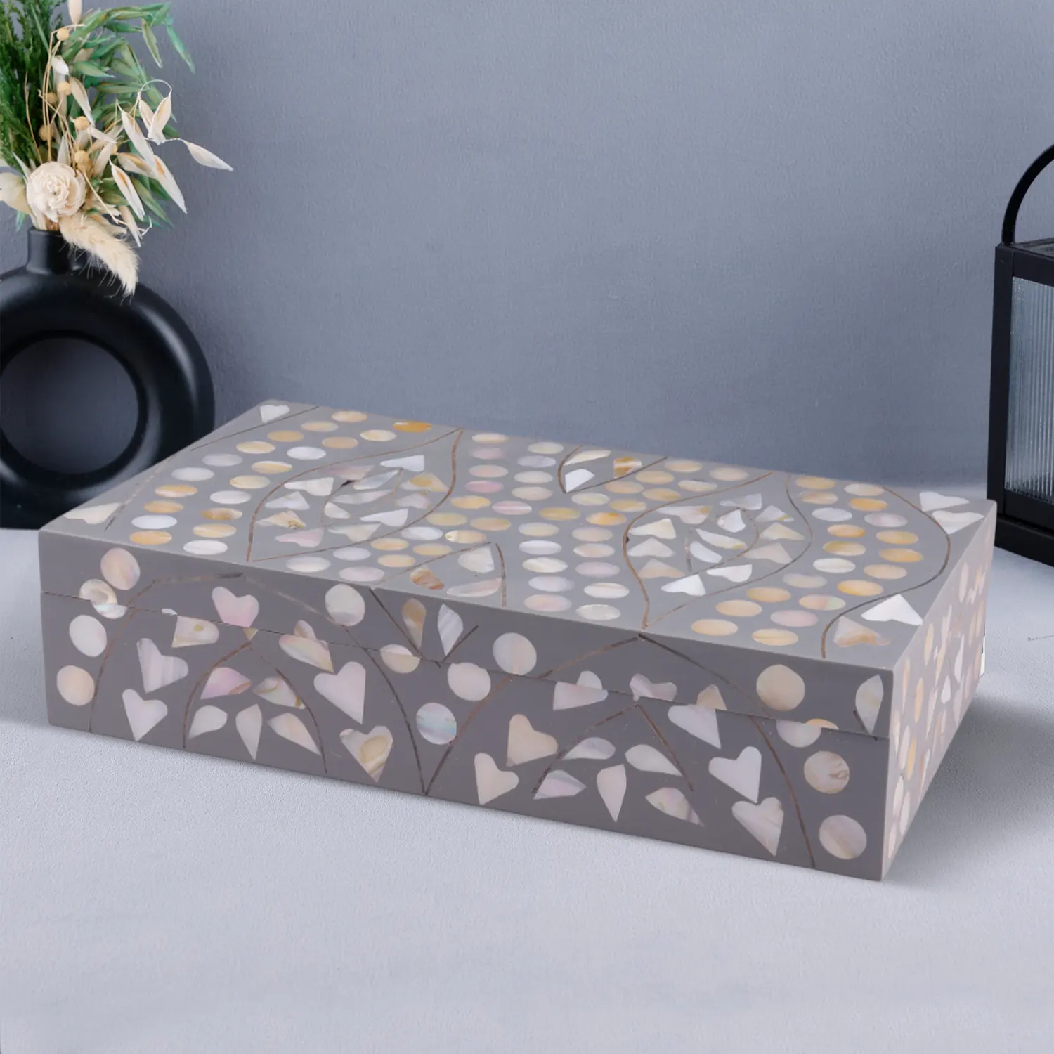 decorative storage box alhambra mother of pearl resin inlay in 10x6x2.5