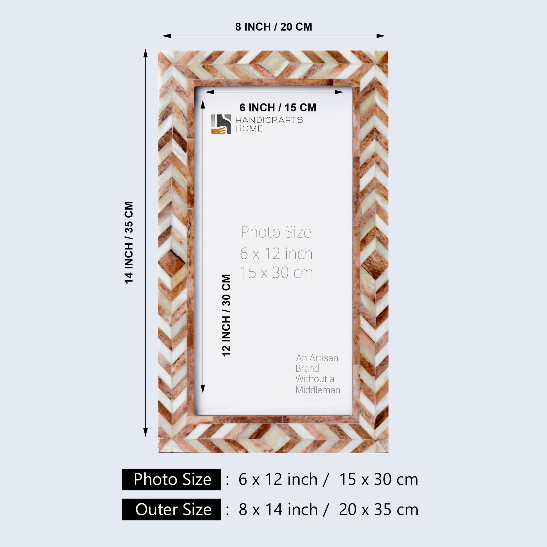 Poster Frame Taj Pattern, Bone Inlay, Brown, 22 Sizes