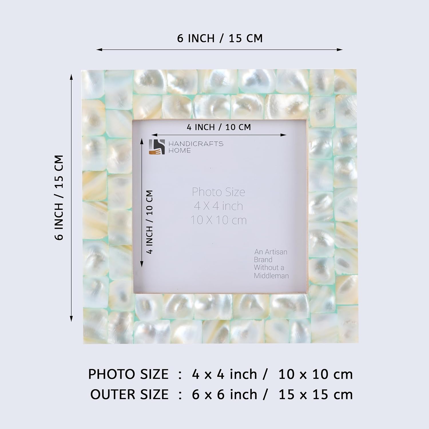 Square Baby Picture Frames Mother of Pearl 4x4 Inch, Green