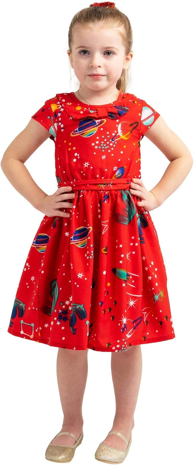Girls Kids Vintage Style Peter Pan Collar Dresses Galaxy Print - Available in 3 Colors