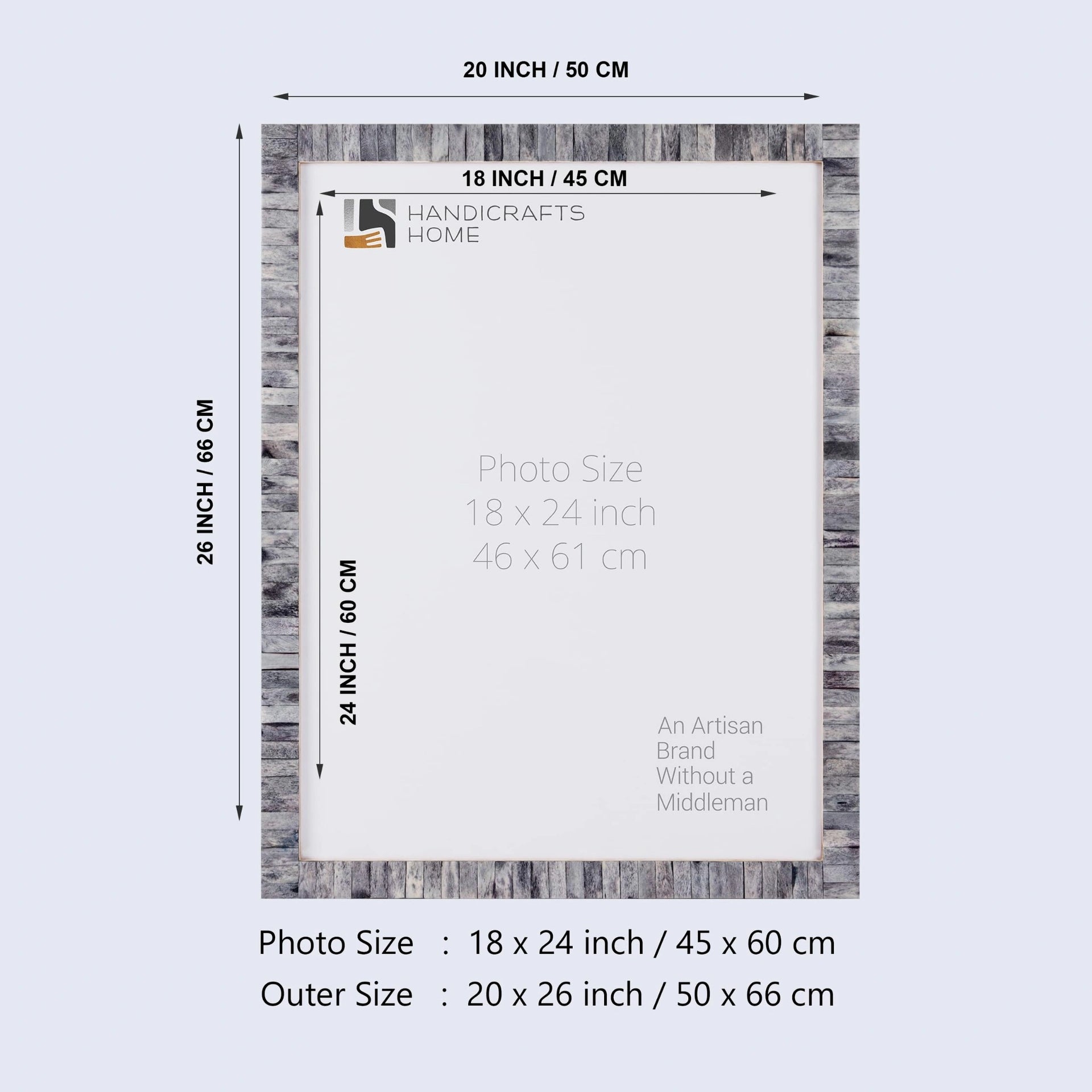 Poster Frame Classic Collection Bone Inlay, Grey, 7 Sizes